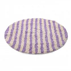 Rund matta - Thira Stripe Cotton Shaggy (creme/ljuslila)