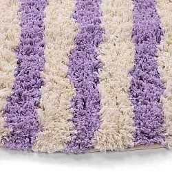 Rund matta - Thira Stripe Cotton Shaggy (creme/ljuslila)