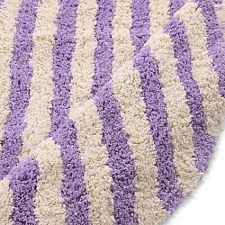 Rund matta - Thira Stripe Cotton Shaggy (creme/ljuslila)