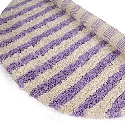 Rund matta - Thira Stripe Cotton Shaggy (creme/ljuslila)