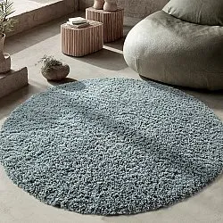 Rund matta - Combarro Solid Cotton Shaggy (ljusblå)