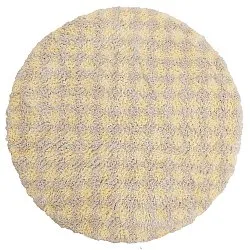 Rund matta - Methoni Check Cotton Shaggy (creme/ljusgul)