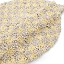 Rund matta - Methoni Check Cotton Shaggy (creme/ljusgul)