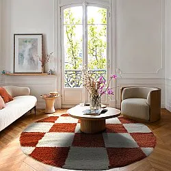 Runda mattor - Gordes (orange/vit)