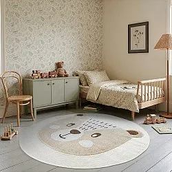 Rund Barnmatta - Kind Bear (creme)