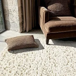 Ryamatta - Fassale Hand Woven Wool Shaggy (vit)