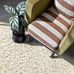 Rund matta - Fassale Hand Woven Wool Shaggy (vit)