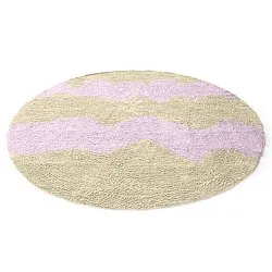 Rund matta - Amira Natural Cotton Shaggy (beige/lila)