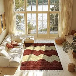 Ryamattor - Amira Natural Cotton Shaggy (röd/beige)