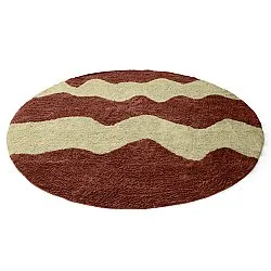 Rund matta - Amira Natural Cotton Shaggy (röd/beige)