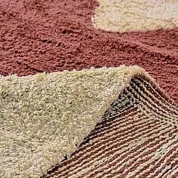 Rund matta - Amira Natural Cotton Shaggy (röd/beige)