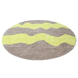 Rund matta - Amira Natural Cotton Shaggy (taupe/gul)