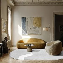 Oval Ryamatta - Aranga Super Soft Fur (vit)