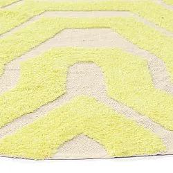 Rund matta - Callista Natural Cotton Shaggy (gul)