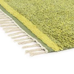 Ryamattor - Celina Natural Cotton Shaggy (grön/gul)