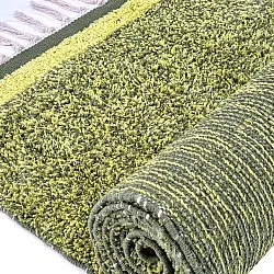 Ryamattor - Celina Natural Cotton Shaggy (grön/gul)