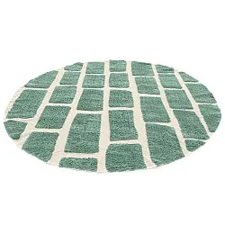 Rund matta - Cyrus Natural Cotton Shaggy (grön)