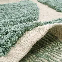 Rund matta - Cyrus Natural Cotton Shaggy (grön)