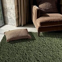 Ryamatta - Fassale Hand Woven Wool Shaggy (mossgrön)