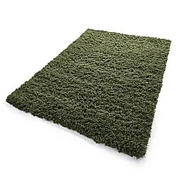 Ryamatta - Fassale Hand Woven Wool Shaggy (mossgrön)