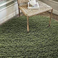 Rund matta - Fassale Hand Woven Wool Shaggy (mossgrön)