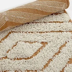 Rund matta - Holwell Natural Cotton Shaggy (offwhite/brun)
