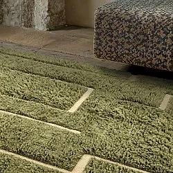 Ryamattor - Kiberg Hand Woven Wool Shaggy (grön)