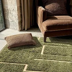 Ryamattor - Kiberg Hand Woven Wool Shaggy (grön)