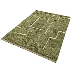 Ryamattor - Kiberg Hand Woven Wool Shaggy (grön)