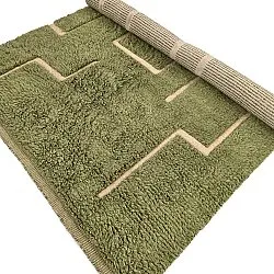 Ryamattor - Kiberg Hand Woven Wool Shaggy (grön)