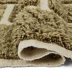 Ryamattor - Leknes Hand Woven Wool Shaggy (grön)