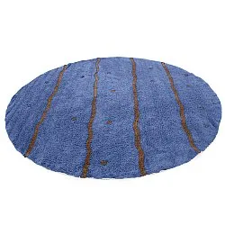 Rund matta - Leora Natural Cotton Shaggy (blå/brun)