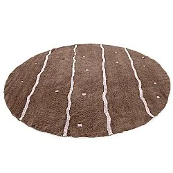 Rund matta - Leora Natural Cotton Shaggy (brun/lila)