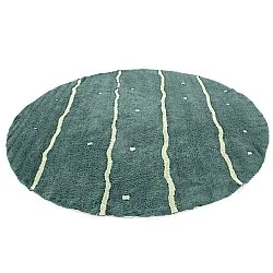 Rund matta - Leora Natural Cotton Shaggy (grön)