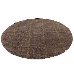 Rund matta - Leora Natural Cotton Shaggy (brun/oliv)