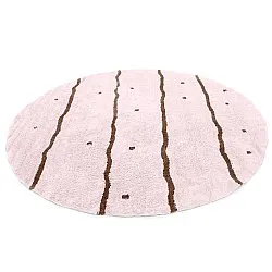 Rund matta - Leora Natural Cotton Shaggy (rosa/brun)