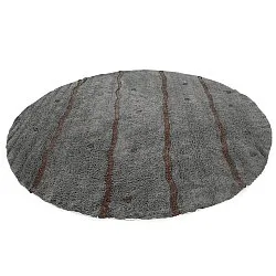 Rund matta - Leora Natural Cotton Shaggy (svart/brun)