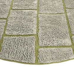 Rund matta - Lindley Natural Cotton Shaggy (greige/grön)