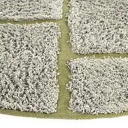 Rund matta - Lindley Natural Cotton Shaggy (greige/grön)