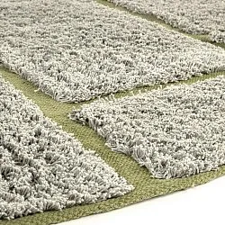 Rund matta - Lindley Natural Cotton Shaggy (greige/grön)