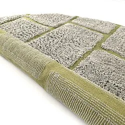 Rund matta - Lindley Natural Cotton Shaggy (greige/grön)