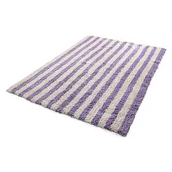 Ryamattor - Thira Stripe Cotton Shaggy (creme/ljuslila)
