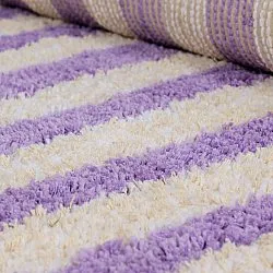 Ryamattor - Thira Stripe Cotton Shaggy (creme/ljuslila)