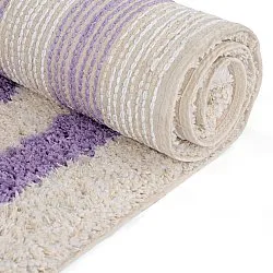 Ryamattor - Thira Stripe Cotton Shaggy (creme/ljuslila)