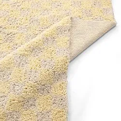 Ryamattor - Methoni Check Cotton Shaggy (creme/ljusgul)