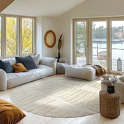 Rund matta - Rani Natural Cotton Shaggy (beige)