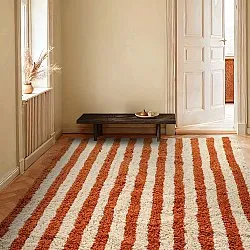 Ryamattor - Thira Stripe Cotton Shaggy (ljusgul/ljusorange)