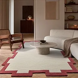 Ullmatta - Agra Hand Tufted Wool Premium (creme/röd)