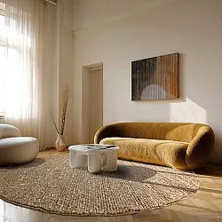 Rund matta - Avafors Wool Bubble (ljusbrun/vit)