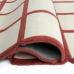 Ullmatta - Syl Hand Tufted Wool Premium (röd/vit)